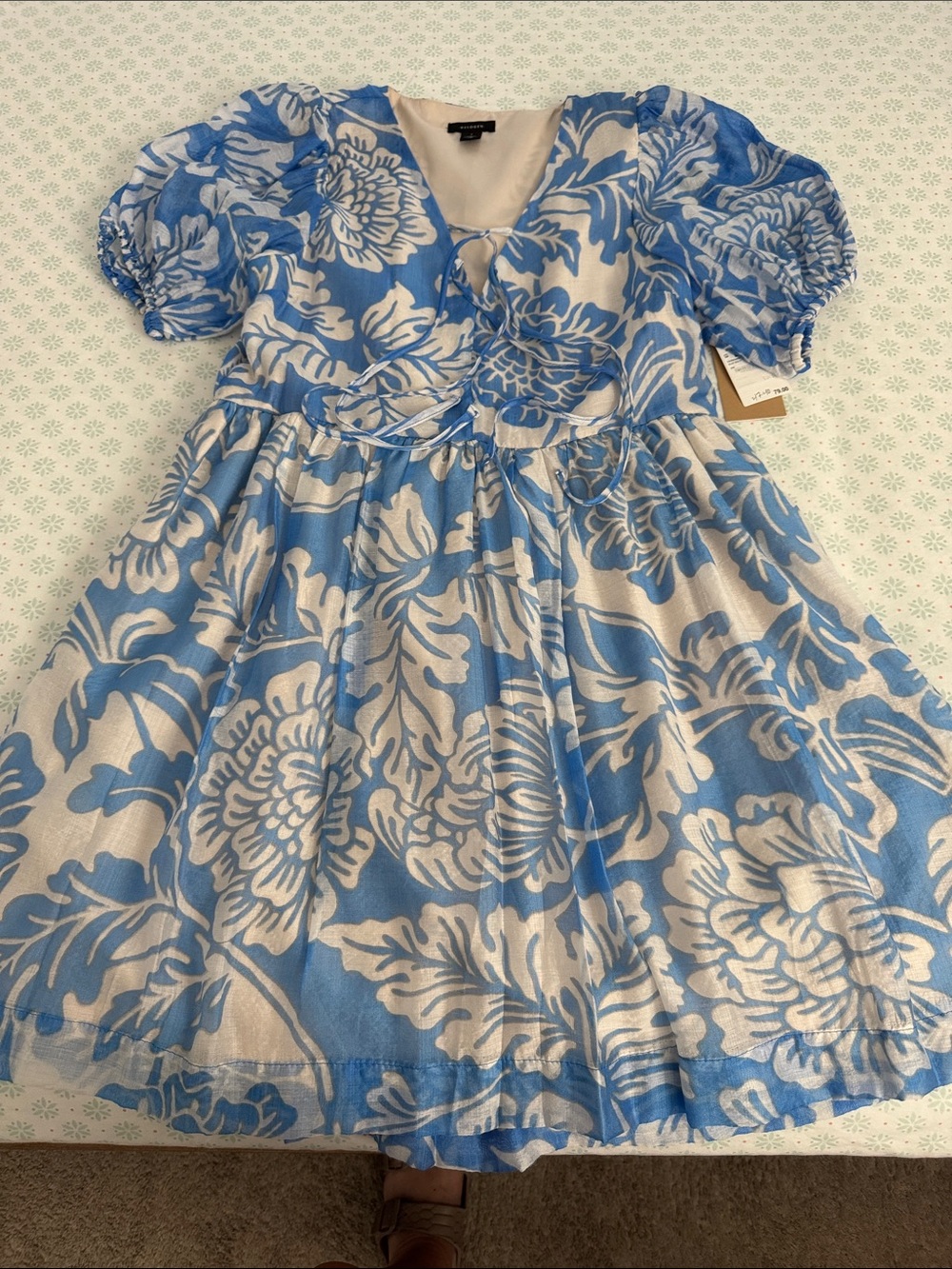 Blue Floral Tie-Front  Dress by Halogen
